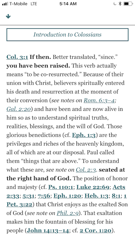 The study notes from the MacArthur Study Bible for Colossians 3 in the Study Bible app.